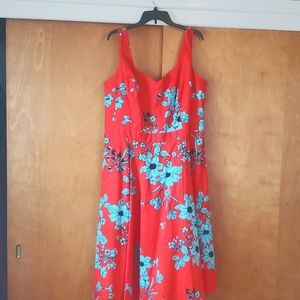 RACHEL Rachel Roy Red and Blue Floral Midi Dress